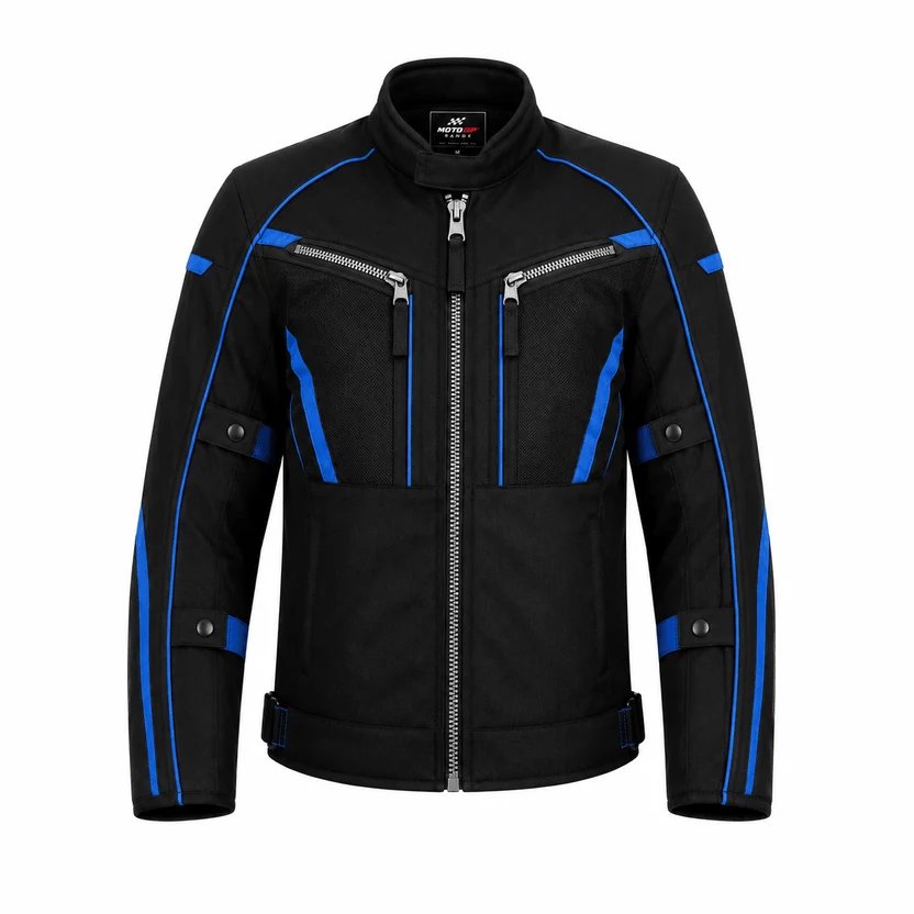 Men's Black Textile Mesh Motorcycle Riding Jacket Level 2 Armor
